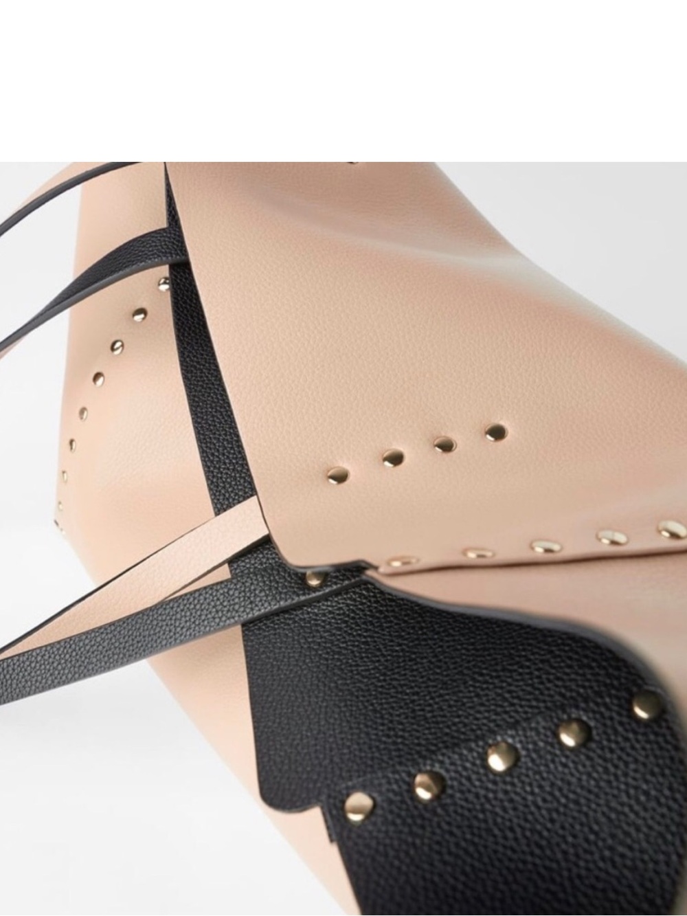 ZARA Black & Tan Studded Reversible Tote Bag - Picture 4 of 11